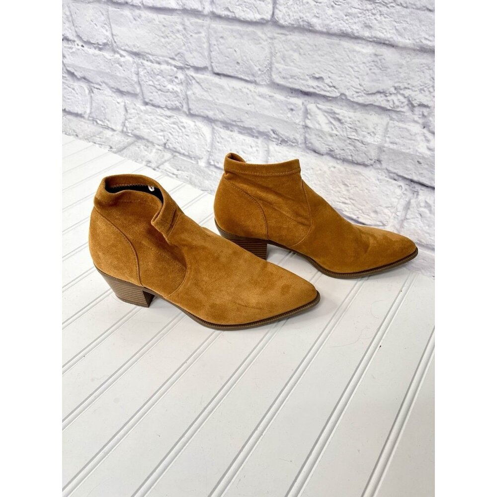 AEO Women's Camel Brown Faux Suede Pull On Booties US 8 - Picture 3 of 6
